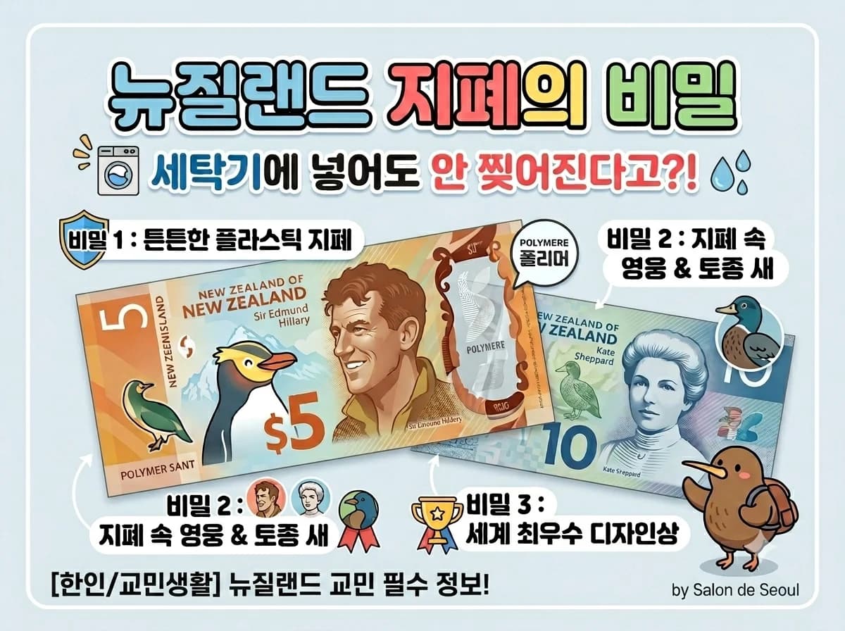 뉴질랜드 지폐 속에 숨겨진 재미있는 5가지 이야기 (세탁기에 넣어도 안 찢어지는 이유!)