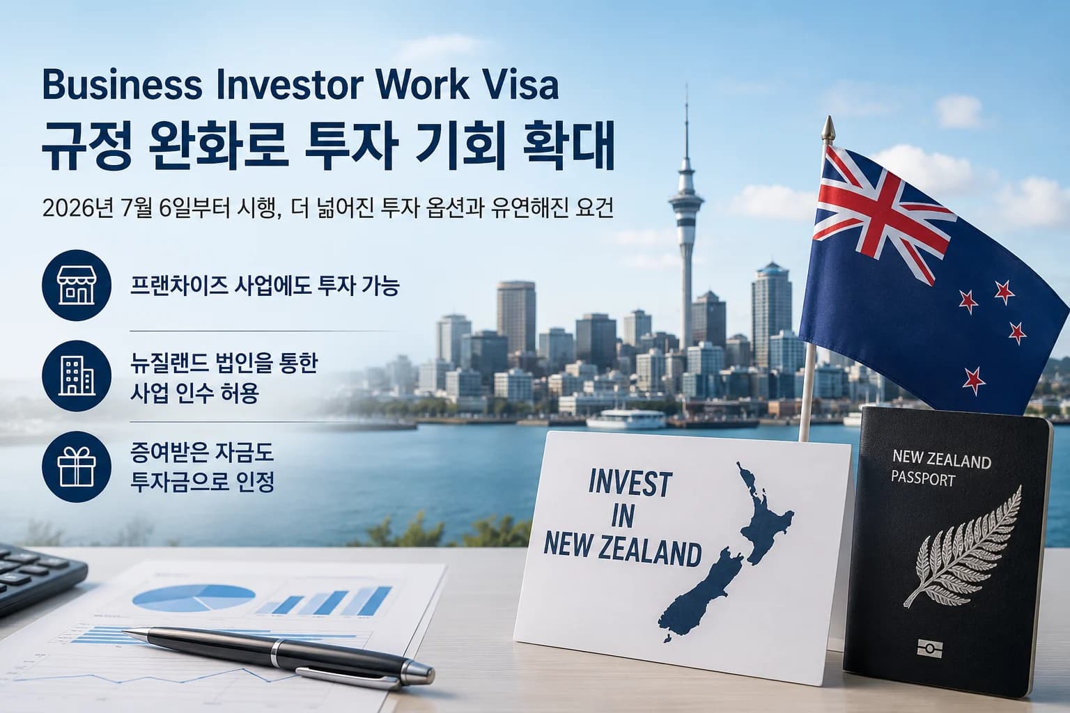 뉴질랜드 'Business Investor Work Visa' 규정 완화…투자 기회 확대